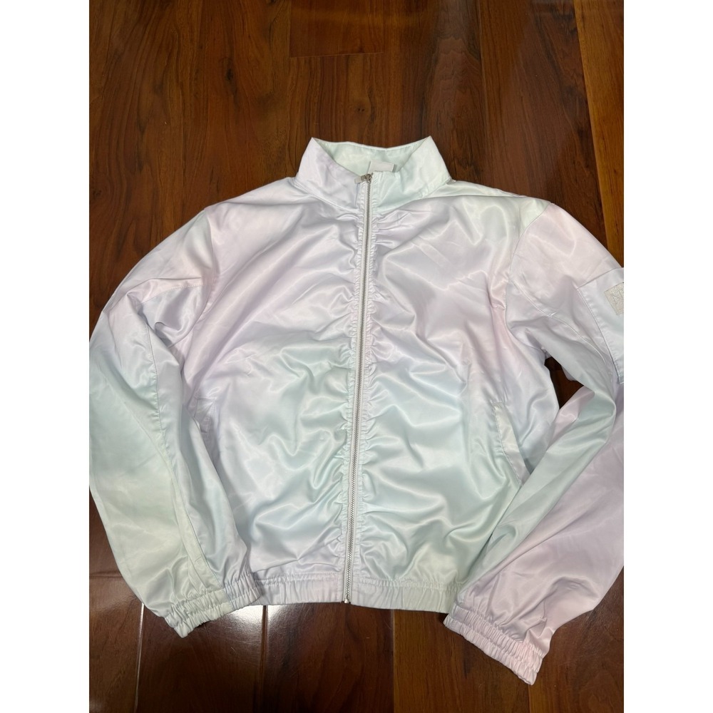Nike Women's Sportswear Femme AOP Track Jacket SZ L White Multicolor Cropped Fit